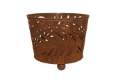 Seau à feu en fer dia39-H32cm- couleur rouille- avec feuilles perforées