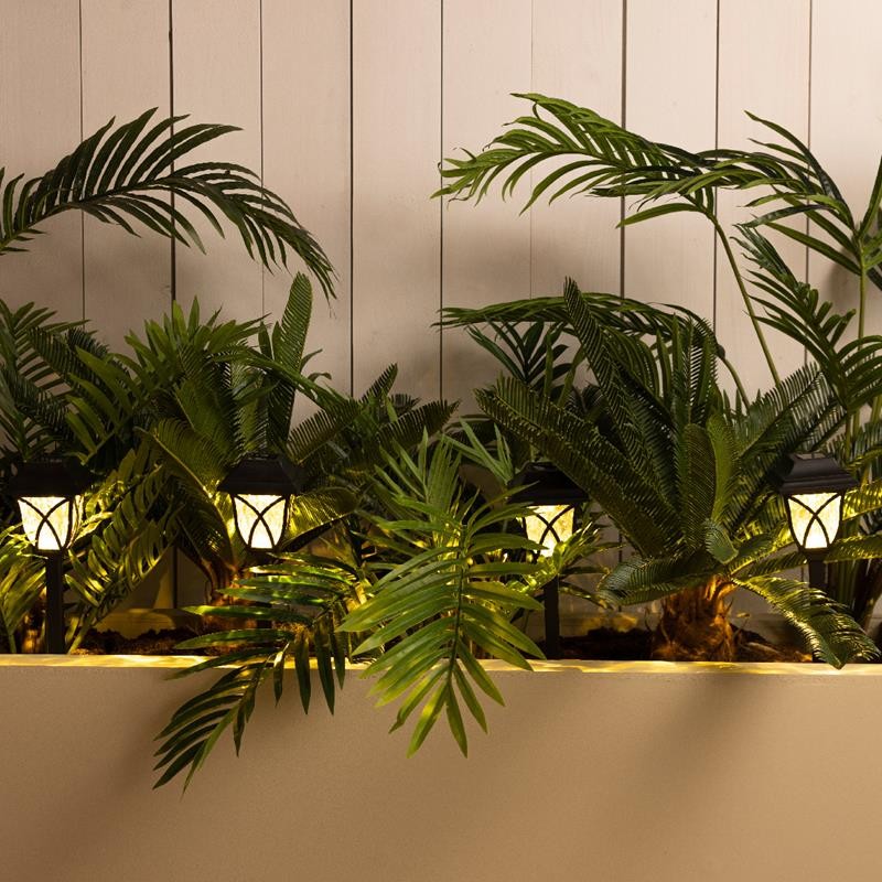 Lumineo Lampe sur piquet solaire L10-L10-H33cm lot de 4 Noir