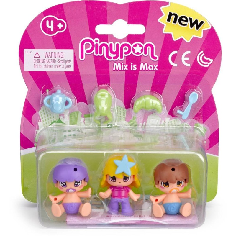 Pinypon enfants et bébé, pack de 3