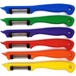 Éplucheur HH en plastique Solingen, sachet de 10 pièces couleurs mélangées.