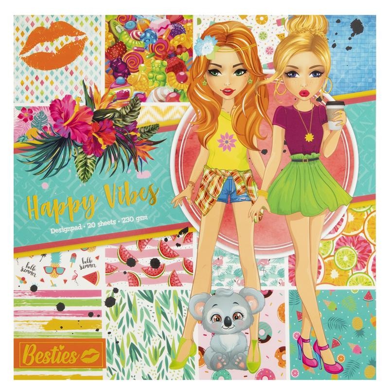 Grafix Besties Bloc design Happy Vipes 25x25cm, 230 g/m², 20 feuilles