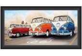 Tableau VW Route66 40x80cm sous cadre en bois noir
