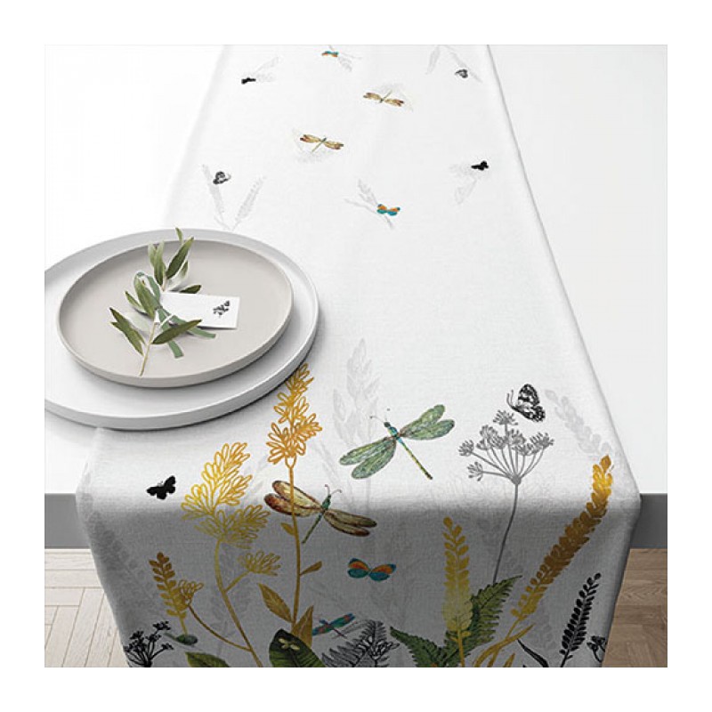 Ambiente Chemin de table Fleurs ornementales blanc 40x150cm 100% Coton