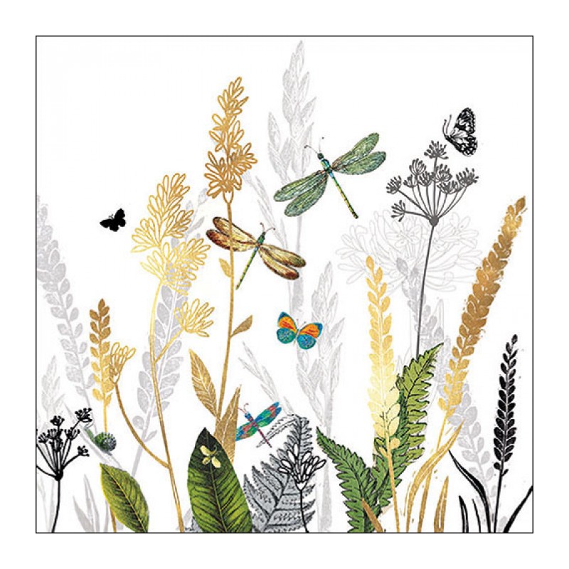 Serviettes Ambiente Fleurs Ornementales Blanc 25x25cm
