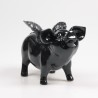 Stoobz Polystone beeld varken spaarpot met vleugels zwart 14x25x15cm