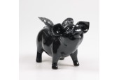 Stoobz Polystone image tirelire cochon avec ailes noir 14x25x15cm