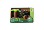 Baby dino auto 12cm met palmboom met frictie wielen