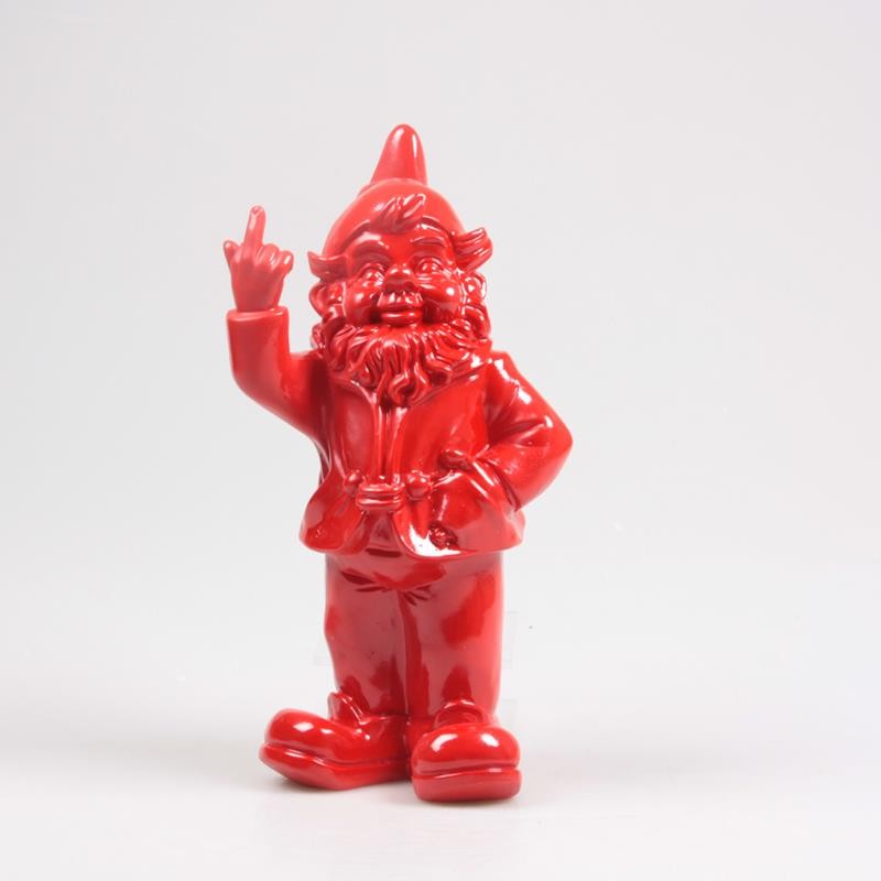 Stoobz Polystone statue nain f*ck you rouge 16x12x32cm