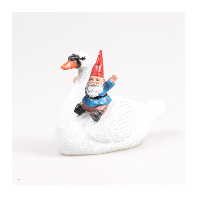 Gnome brillant sur dos d'oie (flottant) l 20cm