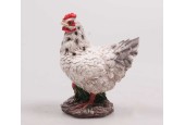 Tuinbeeld Kip Klein Wit 14x8x17cm