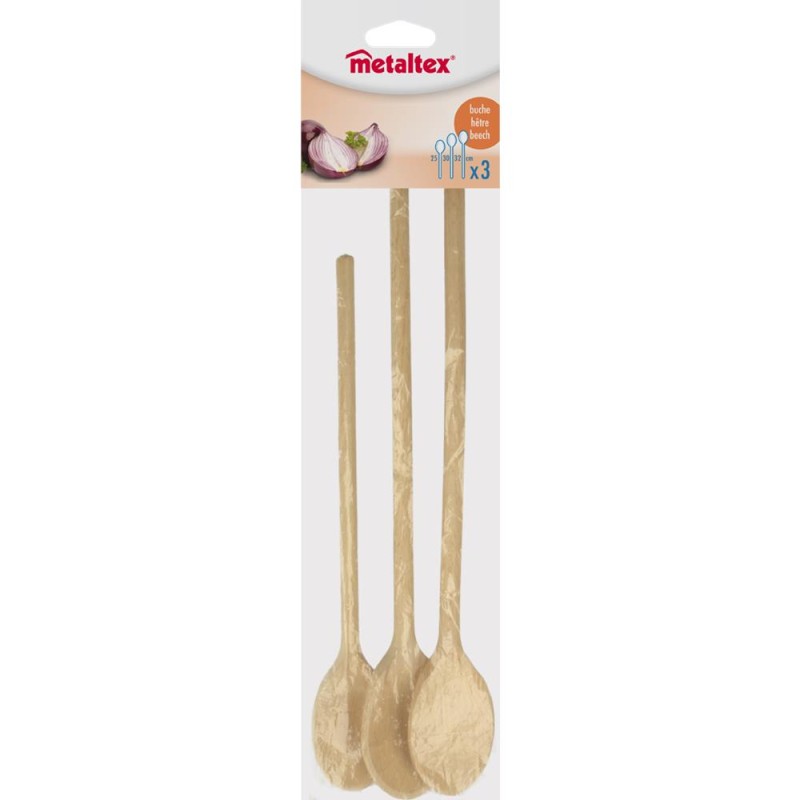 Metaltex Beukenhouten pollepelset 3-delig 25/30/32 cm