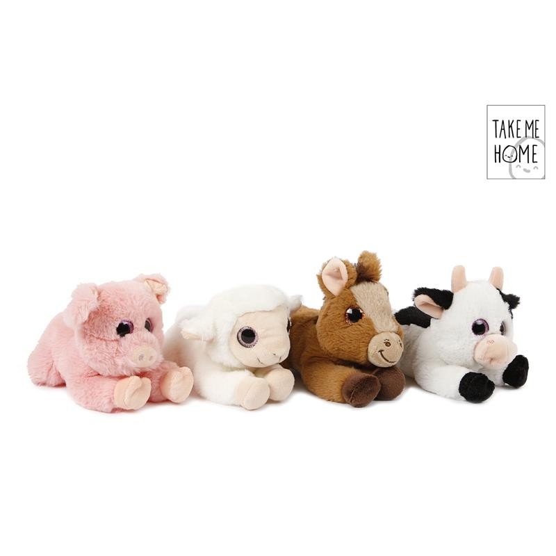 Take Me Home peluche animal de la ferme couché 20cm