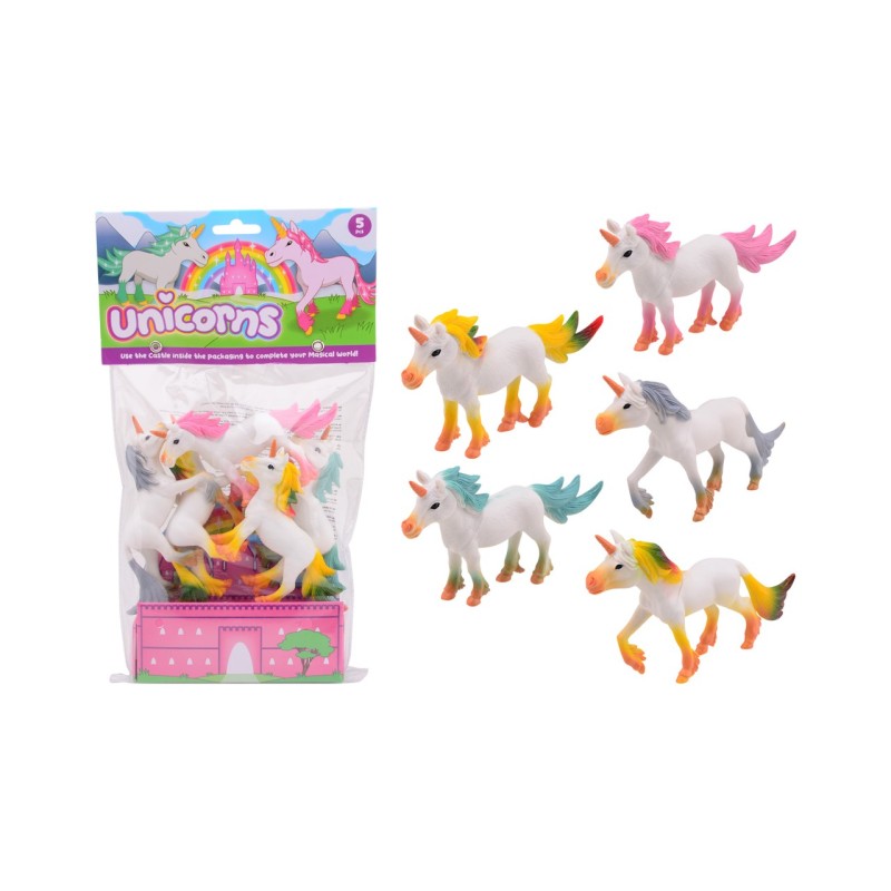 John Toy Licornes 5 pièces dans un sachet 12x8cm