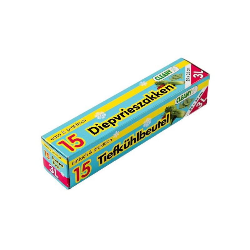 Sacs congélation Cleany 3L 25x32cm carton de 15 pièces