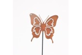Papillon métal 13x13cm sur tige 80cm couleur rouille
