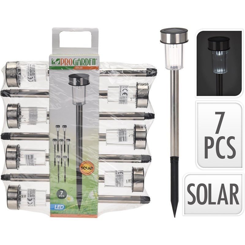 Lampe solaire inox lot de 7 pièces ø5x36cm Led
