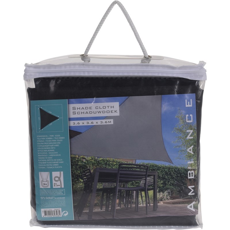Toile d'ombrage triangle 3,6x3,6x3,6m gris foncé