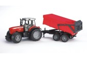 Bruder Massey Ferguson tractor rood 7480 met aanhanger