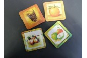 Dessous de verre en mousse imprimé fruits 9x9cm lot de 6 assortis