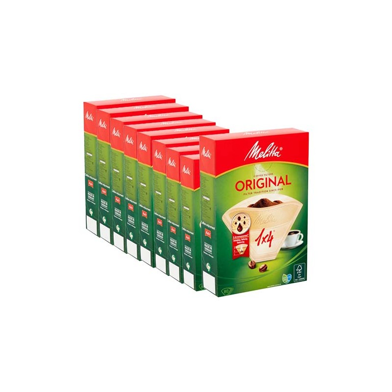 Melitta koffiefilters 1x4 80 stuks.  Verpakking van 9 dozen (9 dozen a 80 stuks)