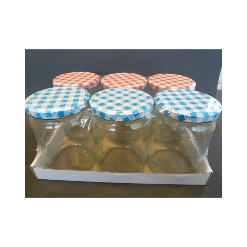 Verre Weck / bocal de conservation / pot à confiture avec couvercle à vis à carreaux 580 ml paquet de 6 pièces.