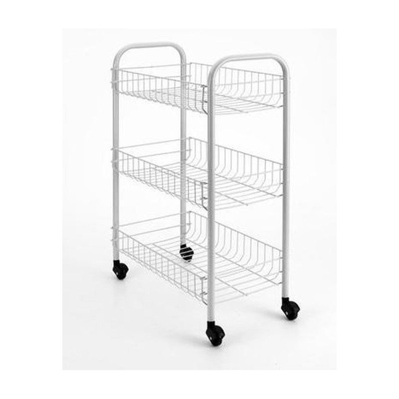 Metaltex voorraadwagen Sienna 3 manden 41x23x61cm wit