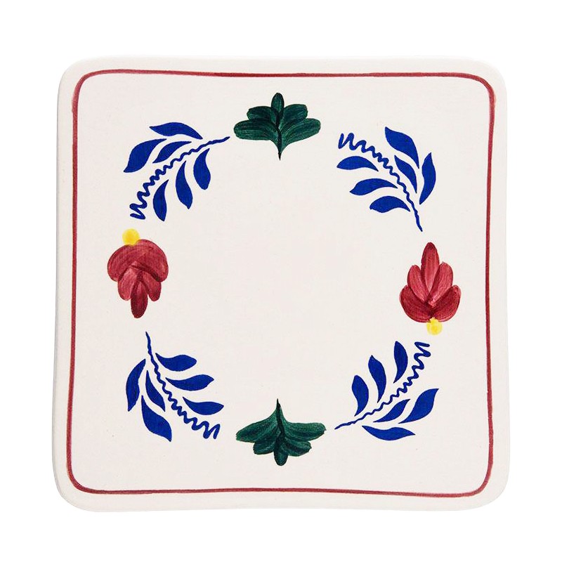 Boerenbont pannenonderzetter afmeting 20x20cm aardewerk