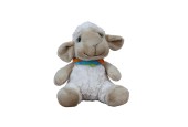 Peluche mouton assis avec écharpe colorée 20cm