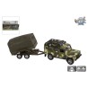 Kids Globe Land Rover avec remorque militaire moulé sous pression pb 27cm