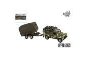 Kids Globe Land Rover avec remorque militaire moulé sous pression pb 27cm