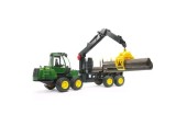Bruder John Deere bosbouw tractor met kraan en 4 boomstammen