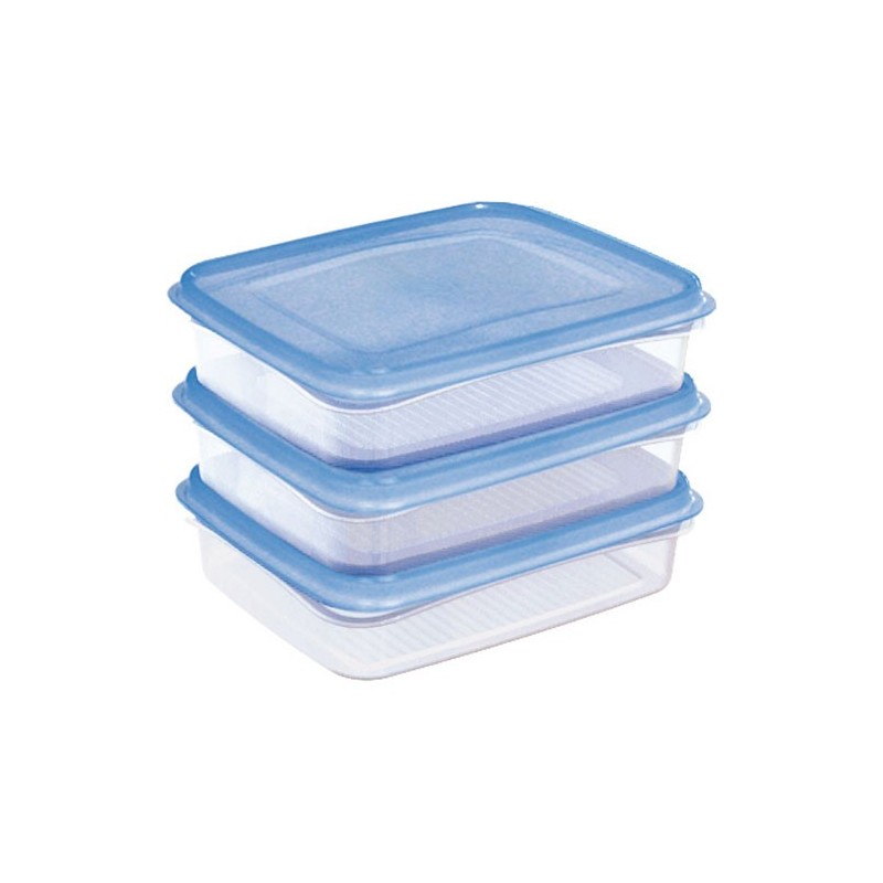 Sunware Club Cuisine Diepvriesdozenset 0,7 liter transparant/blauw set a 3 stuks 17,5x14x4,4cm