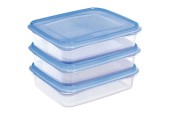Sunware Club Cuisine Diepvriesdozenset 0,7 liter transparant/blauw set a 3 stuks 17,5x14x4,4cm