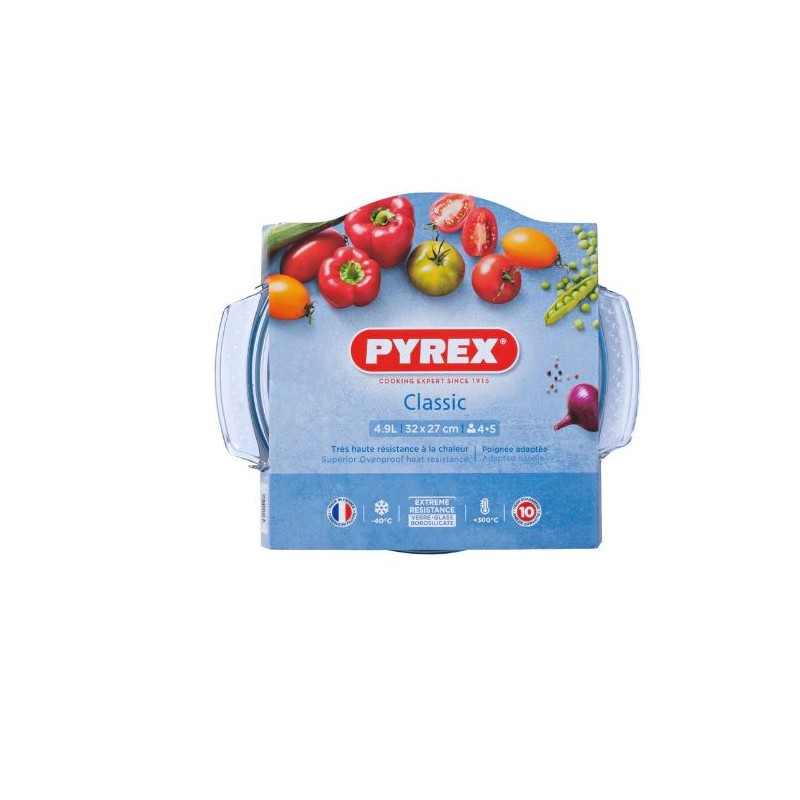 Pyrex CLASSIC ronde ovenschaal met deksel glas 4,9L