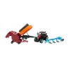 Tractor Set Frictie Met Ploeg, Stammen- En Balenaanhangers 37cm. Rood Of Groen.