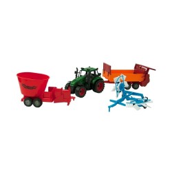 Tractor Set Met Menger, Keerder En Zaaiaanhangers 37cm