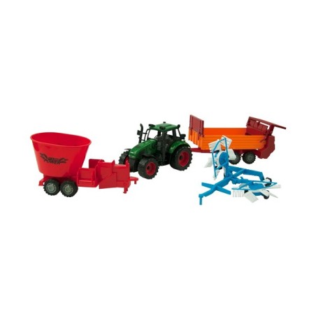 Tractor set met menger, keerder en zaaiaanhangers 37cm