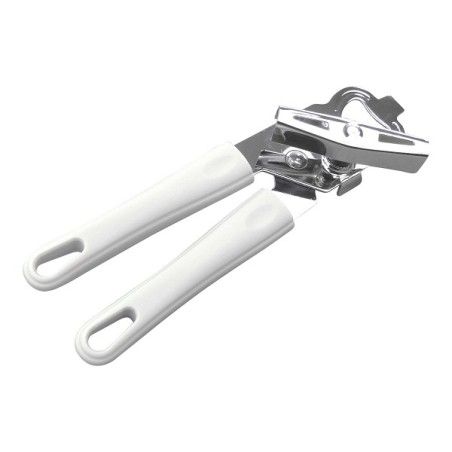 Ouvre-boîte ouvre-bouteille en acier inoxydable avec poignée en plastique blanc Kasun
