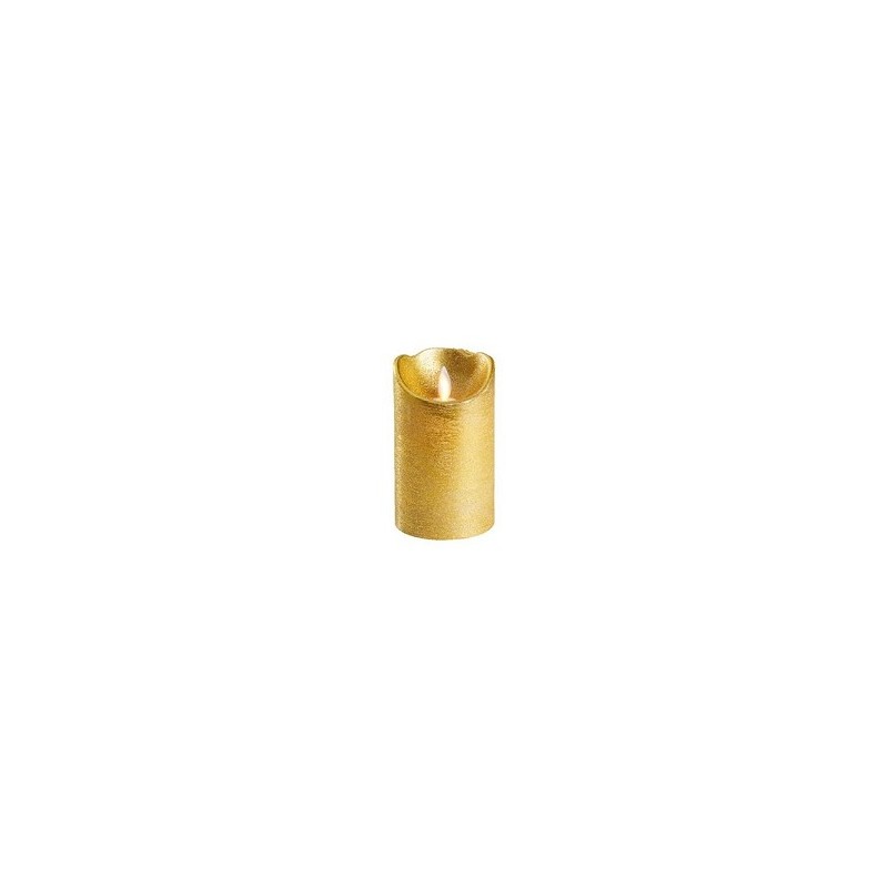 Lumineo LED kaars wax -met vlam die heen en weer beweegt- 12.5cm met 6 uur timer Kleur: goud metallic, warm wit licht