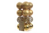 Decoris Boule de Noël en plastique mix 16 pièces dia6cm Or