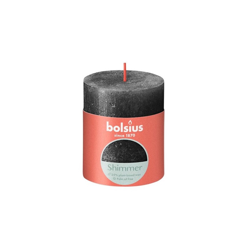 Bolsius Rustiek stompkaars 80/68 Shimmer Anthracite