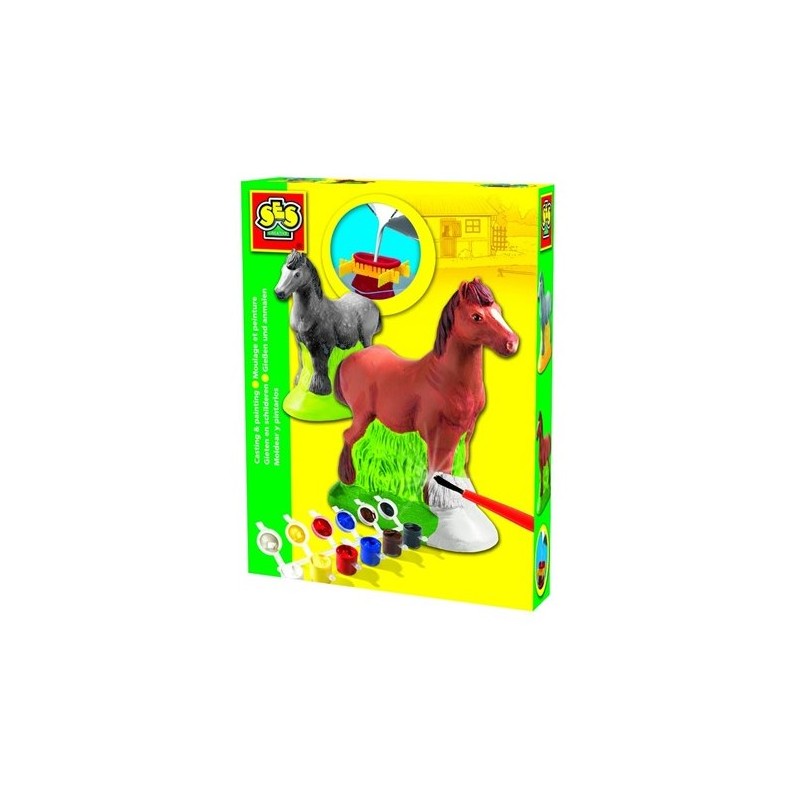 Moulage de six personnages, cheval