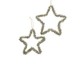 Boltze Home Decohanger ster goud glitter set a 2 dia 20- en 25cm