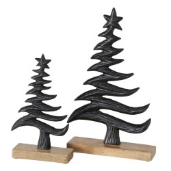 Boltze Home Wipflo Sapin de Noël en métal noir sur socle en bois