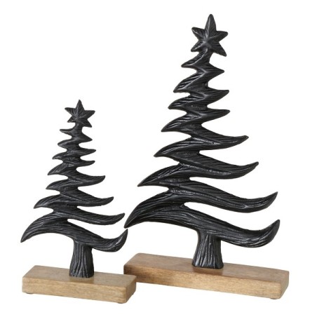 Boltze Home Wipflo Sapin de Noël en métal noir sur socle en bois