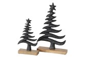 Boltze Home Wipflo Sapin de Noël en métal noir sur socle en bois
