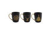 Mug de Noël noir mat avec image dorée 350ml