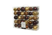 Decoris Boule de Noël incassable, ensemble de 60 pièces assorties or clair, cannelle et séquoia