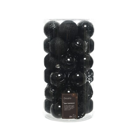 Decoris Set de boules de Noël tube Ø 6 cm a 37 pièces design assorti noir