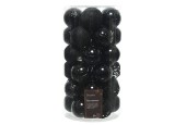 Decoris Kerstballenset Ø 6cm koker a 37 stuks assorti dessin zwart